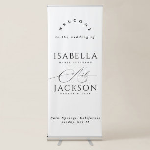 Black & White Typography Elegant Wedding Welcome Retractable Banner