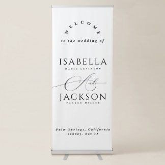 Black & White Typography Elegant Wedding Welcome Retractable Banner