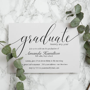 Black White  typography Graduation Invitation