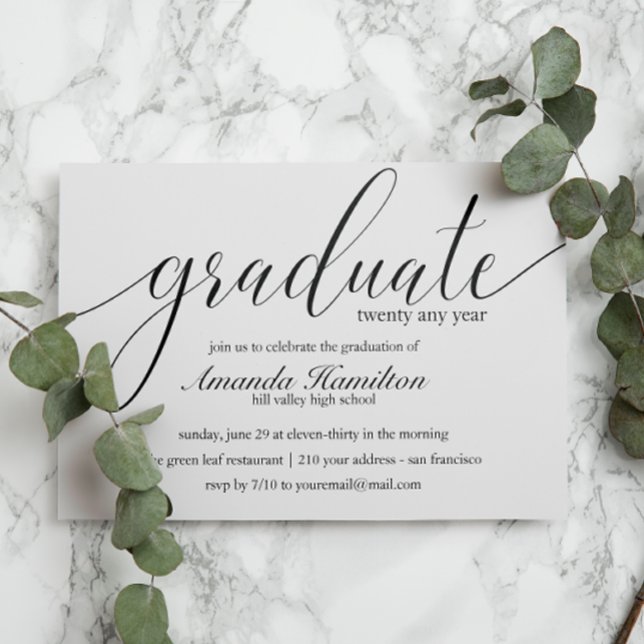 Black White  typography Graduation Invitation (Creator Uploaded)