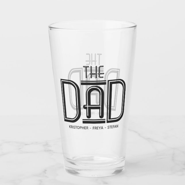 Black White Typography Personalised THE Dad Glass (Front)