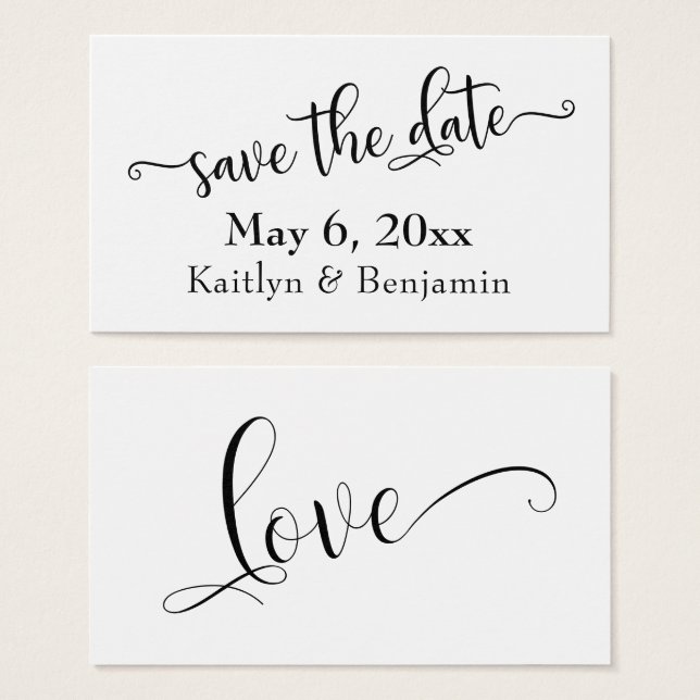 Black White Typography Save the Date Insert Card (Front & Back)