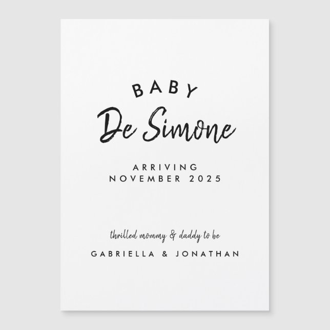 Black White Typogrpahy Pregnancy Magnetic Card (Front)