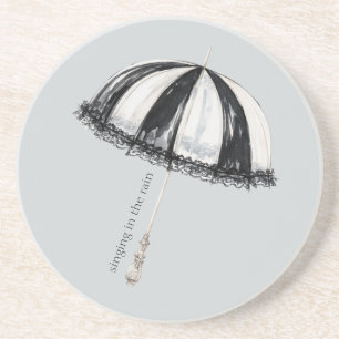 Black White Umbrella Rain Coaster
