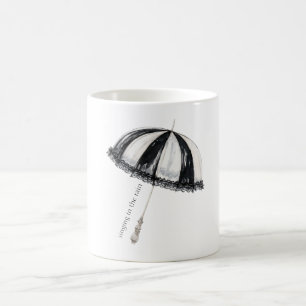 Black White Umbrella Rain Coffee Mug