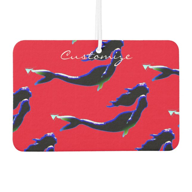 black/white underwater mermaid customised heart car air freshener (Front)