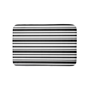 Black & White Uneven Stripes Bath Mat
