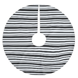 Black & White Uneven Stripes Brushed Polyester Tree Skirt