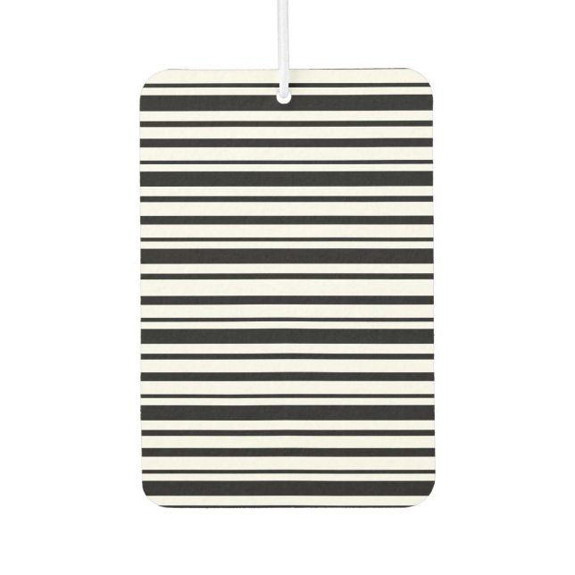 Black & White Uneven Stripes  Car Air Freshener (Front)