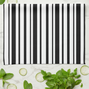 Black & White Uneven Stripes Tea Towel