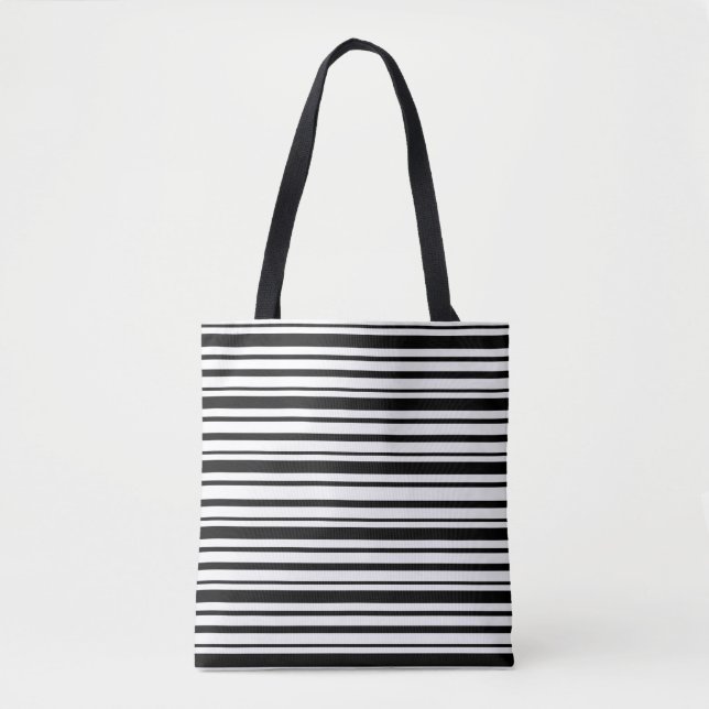Black & White Uneven Stripes  Tote Bag (Front)