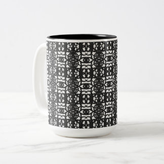 Black & White Unique Abstract Pattern Two-Tone Coffee Mug
