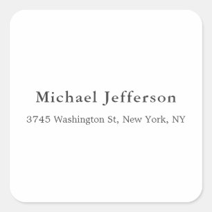 Black White Unique Classical Elegant Plain Square Sticker