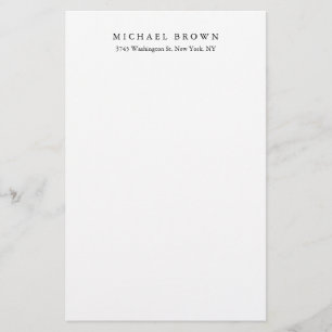 Black White Unique Classical Elegant Plain Stationery