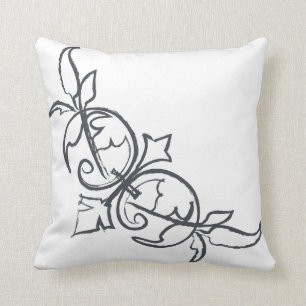 Black White Unique Emblem 16x16 Cool Art Pillow