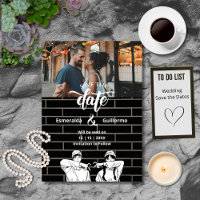 Black White Unique Fun Simple Cute Anime Wedding