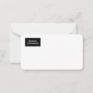 Black White Unique Minimalist Plain Modern Name Card