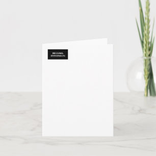 Black White Unique Minimalist Plain Modern Name Note Card