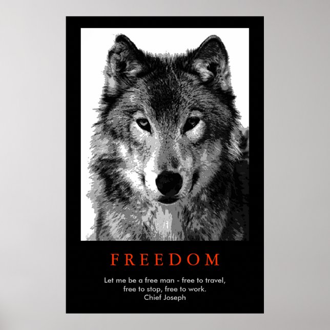 Black White Unique Motivational Wolf Eyes Print (Front)