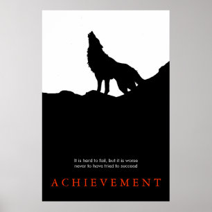 Black White Unique Motivational Wolf Poster Print