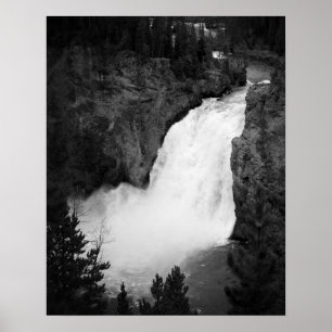 Black & White Upper Falls of Yellowstone 16x20 Poster