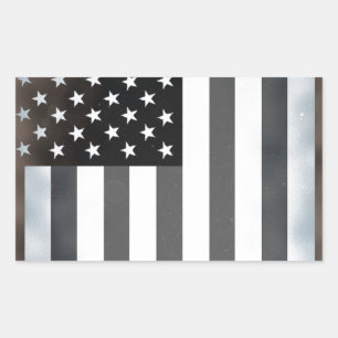 Black & White US American Flag Rectangular Sticker