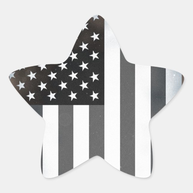 Black & White US American Flag Star Sticker (Front)