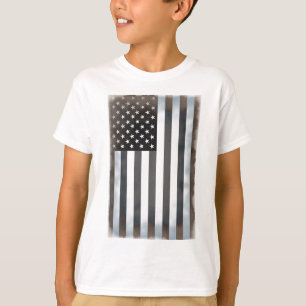 Black & White US American Flag T-Shirt