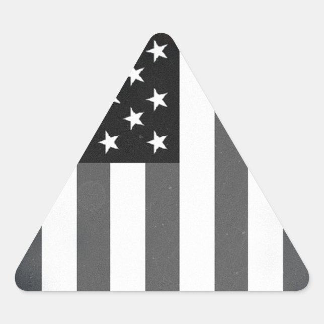 Black & White US American Flag Triangle Sticker (Front)