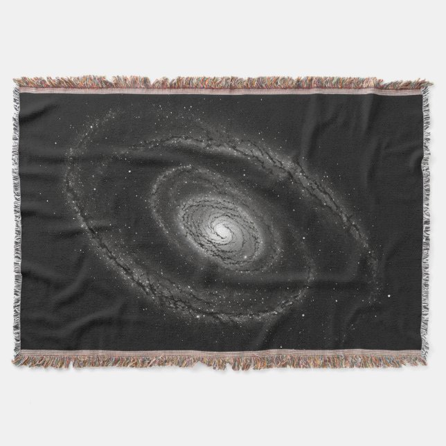 Black White Vast Universe Galaxy Space Night Throw Blanket (Front)