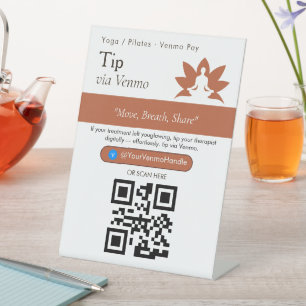 Black & White Venmo Tips QR Code Sign 