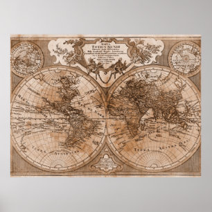 Black & White Version of de L'Isle World Map Poster