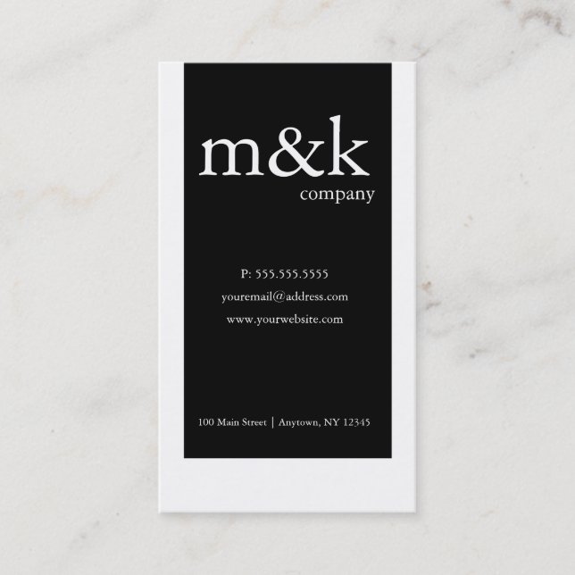 Black & White Vertical Company or Personal Business Card (Front)