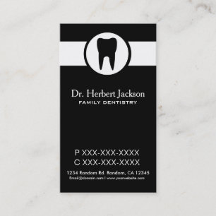 Black white vertical dentist custom business cards