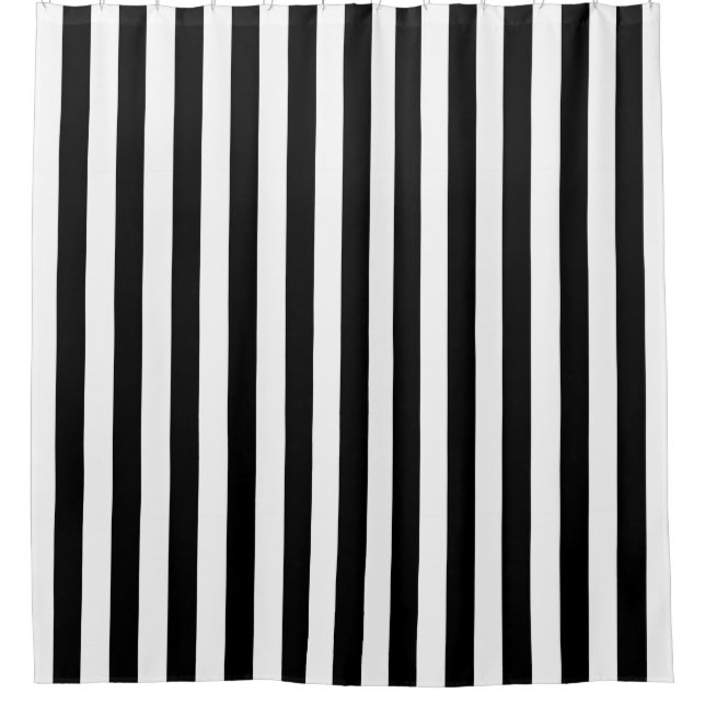 Black White Vertical Stripe NL #0 Shower Curtain (Front)