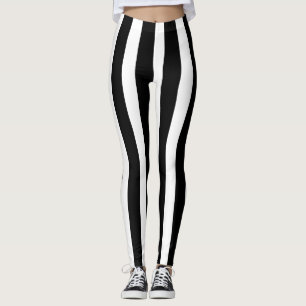 Black & White Vertical Stripes Halloween Costume Leggings