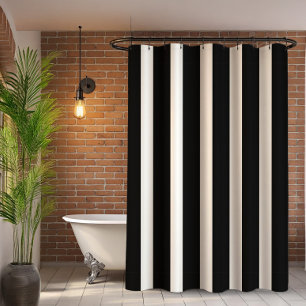 Black & white vertical stripes pattern shower curtain