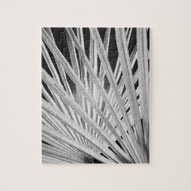 Black & White view of palm tree fronds Jigsaw Puzzle (Vertical)