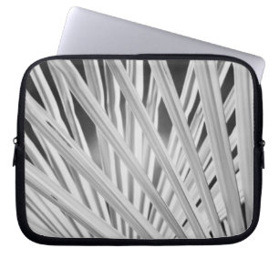 Black & White view of palm tree fronds Laptop Sleeve