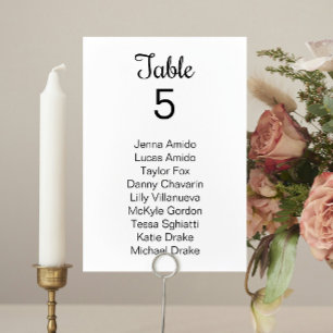 Black White Vine Wedding Seating Chart Cards