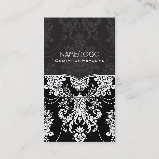 Black & White Vintage Baroque Style Design Business Card (Front)