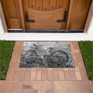 Black White Vintage Bicycle Sketch Mat Rug by mcfu