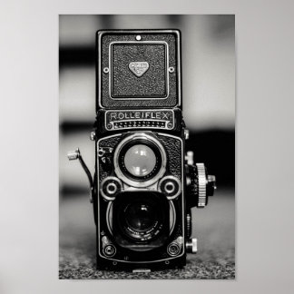 Black & white vintage camera poster