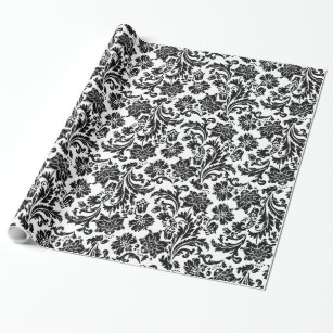 Black & White Vintage Damasks Pattern Wrapping Paper