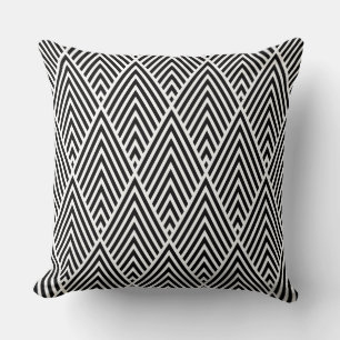 Black & White Vintage Diamond Pattern Cushion