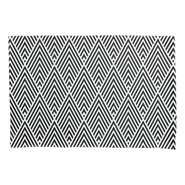 Black & White Vintage Diamond Pattern Pillowcase (Front)