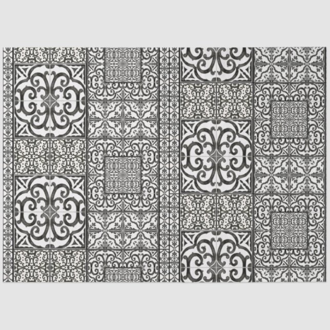 Black White Vintage Farmhouse Furniture Decoupage Tissue Paper (Front)