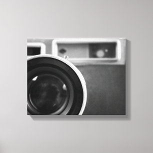 Black & White Vintage Film Camera Offset 11x14 Canvas Print