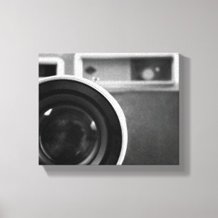 Black & White Vintage Film Camera Offset 8x10 Canvas Print