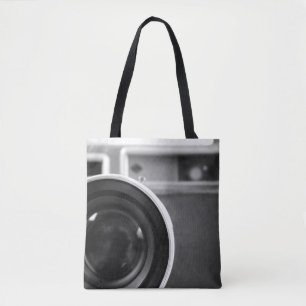 Black & White Vintage Film Camera Offset Tote Bag